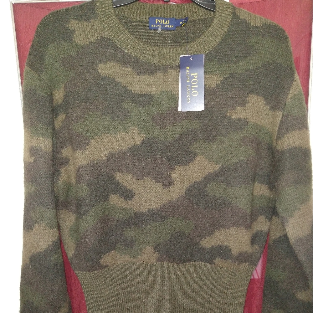 Polo Ralph Lauren Camo-Print Wool Sweater Womens